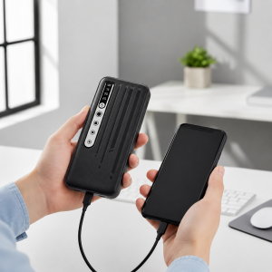 PB-20000 LCD powerbank 20000mAh – hordozható gyorstöltő külső akkumulátor 3 USB porttal (THM) - Image 5