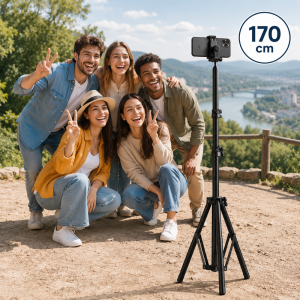 EZRA HL97-2 170 cm-es telefon tripod állvány – állítható mobiltelefon tartó fotózáshoz és videózáshoz (THM) - Image 3