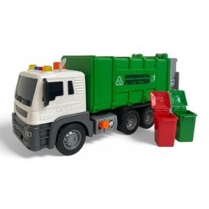 Zöld színű szemétszállító kukás teherautó – súrlódásos meghajtású játékautó hangeffektekkel gyerekeknek 26cm JS108 (BBJ) - Image 3