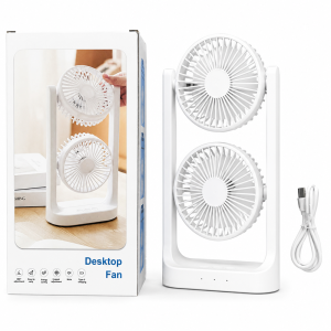BreezeMax 360°-ban állítható duplafejes asztali ventilátor – USB, LED világítással 53202 (BBM) - Image 4