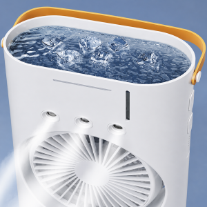 IceCool dupla léghűtő ventilátor párásító funkcióval – jéggel tölthető USB asztali hűtőventilátor (BBM) - Image 3