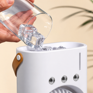 IceCool dupla léghűtő ventilátor párásító funkcióval – jéggel tölthető USB asztali hűtőventilátor (BBM) - Image 4