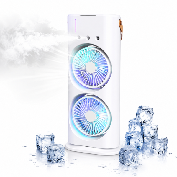 IceCool dupla léghűtő ventilátor párásító funkcióval – jéggel tölthető USB asztali hűtőventilátor (BBM)6